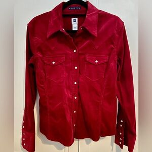 GAP long sleeve corduroy style burgundy stretch shirt